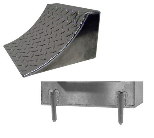 Pit-Pal Products 276 Wheel Chock, 4.25 in. Height, 9 in. Long, 10 in. Wide, Pins, Aluminum, Natural, Each