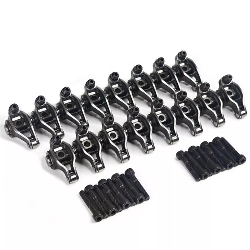 PRW Industries, Inc. 60376417 Rocker Arm, Elite Series, 8 mm Pedestal Mount, 1.70 Ratio, Full Roller, Stainless, Natural, GM LS-Series, Set of 16