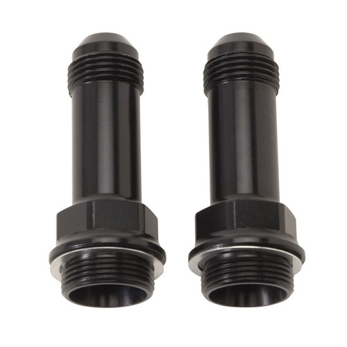 Russell 640373 Carburetor Inlet Fitting, Straight, 8 AN Male to 7/8-20 in. Male, 2 in. Long, Aluminum, Black Anodized, Holley Carburetors, Pair