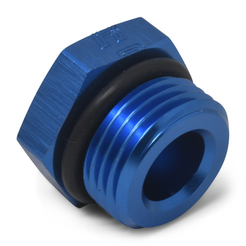 Russell 660270 Fitting, Plug, 6 AN, O-Ring, Hex Head, Aluminum, Blue Anodized, Each