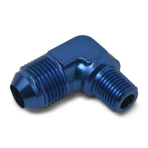 Russell 660800 Fitting, Adapter, 90 Degree, 4 AN Male to 1/8 in. NPT Male, Aluminum, Blue Anodized, Each