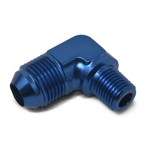 Russell 660860 Fitting, Adapter, 90 Degree, 8 AN Male to 3/8 in. NPT Male, Aluminum, Blue Anodized, Each