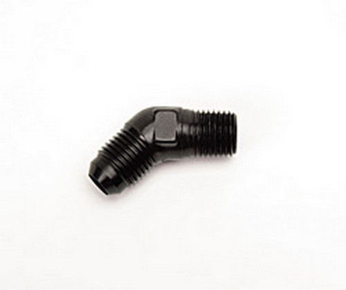 Russell 660953 Fitting, Adapter, 45 Degree, 6 AN Male to 1/4 in. NPT Male, Aluminum, Black Anodized, Each