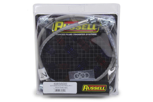 Russell 685600 Brake Hose Kit, Street Legal, DOT Approved, Braided Stainless, Mazda RX-7 1986-92, Kit
