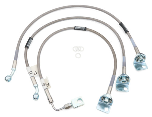 Russell 695950 Brake Hose Kit, DOT Approved, Braided Stainless, 4-6 in. Lift, Jeep Wrangler TJ 1997-2006, Kit
