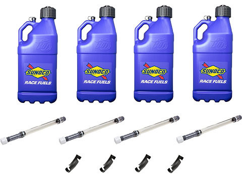 Sunoco Race Jugs M7500BL-MSM-BOD Utility Jug, Motorsports, 5 gal, 9.5 x 9.5 x 23 in. tall, O-Ring Seal Cap, Screw-On Vent, Filler Hose / Hose Bender Included, Square, Plastic, Blue, Kit