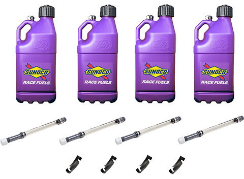 Sunoco Race Jugs M7500PU-MSMBOD Utility Jug, Motorsports, 5 gal, 9.5 x 9.5 x 23 in. tall, O-Ring Seal Cap, Screw-On Vent, Filler Hose / Hose Bender Included, Square, Plastic, Purple, Kit