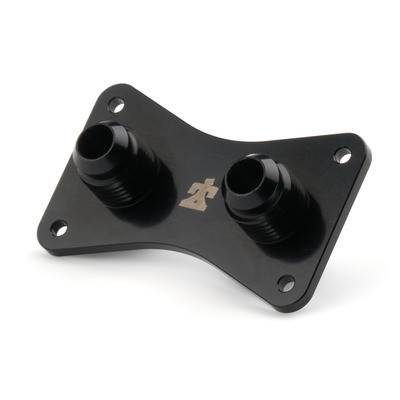 Ti22 Performance TIP5575 Bulkhead Plate, Dash Plate, 2 Port, 6 AN Male, Aluminum, Black Anodized, Each