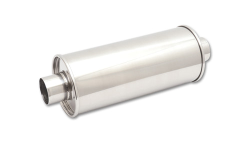 Vibrant Performance 1117 Muffler, Street Power, 2.25 in. Center Inlet, 2.25 in. Center Outlet, 14 x 6 in. Round Body, 19 in. Body, Stainless, Polished, Each