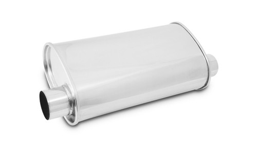 Vibrant Performance 1129 Muffler, Streetpower, 2-1/2 in. Offset Inlet, 2-1/2 in. Offset Outlet, 15 x 5 x 9 in. Oval Body, 20 in. Long, Reversible, Stainless, Polished, Universal, Each