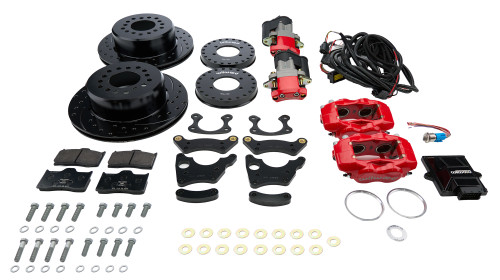 Wilwood 140-16150-DR Brake System, Forged Dynalite, Lug, Rear, 4 Piston Caliper, 12.19 in. Slotted Iron Rotor, Aluminum, Red Powder Coat, Small Ford, Kit