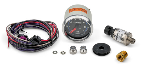 Autometer 6153-M Oil Pressure Gauge, Cobalt, 0-7 BAR, Electric, Analog, Full Sweep, 2-1/16 in. Diameter, Black Face, Each