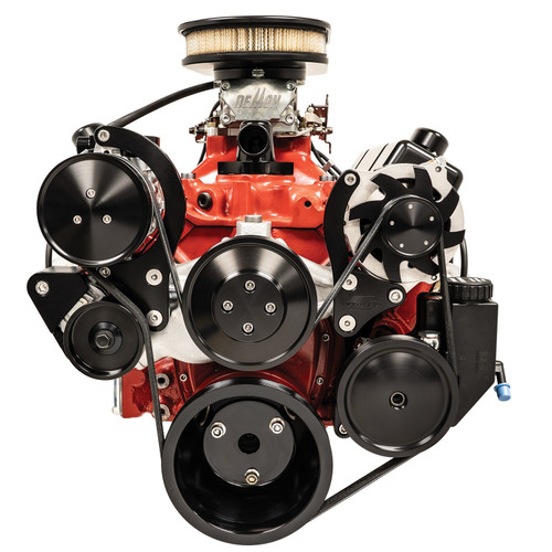 Billet Specialties STB1420 Pulley Kit, Street Trac, Smooth, 6-Rib Serpentine, Aluminum, Black Anodized, Big Block Chevy, Kit