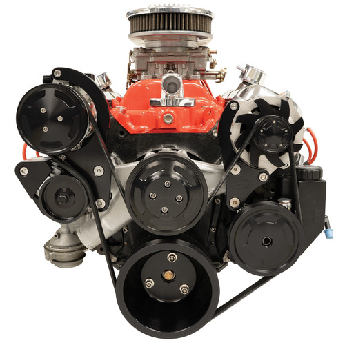 Billet Specialties STB2420 Pulley Kit, Street Trac, Tec, 6-Rib Serpentine, Aluminum, Black Anodized, Big Block Chevy, Kit