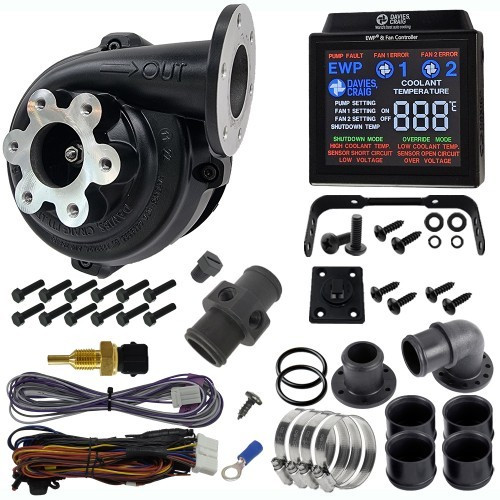 Davies, Craig DC-8908 Universal Water Pump, EWP80, Electric, Remote Mount, 16 AN Female O-Ring /1-3/8 in. Hose Barb, 23.8 GPM, Aluminum, Black Powder Coat, Kit