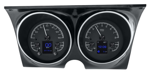 Dakota Digital HDX-67C-CAM-K Gauge Kit, HDX, Electric, Analog, Fuel Level/Oil Pressure/Speedometer/Tachometer/Voltmeter/Water Temperature, Black Face, GM F-Body 1967-68, Kit