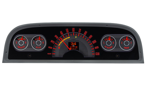 Dakota Digital RTX-60C-PU-X Gauge Kit, RTX Series, Analog, Fuel Level/Oil Pressure/Speedometer/Tachometer/Voltmeter/Water Temperature, Black Face, GM Fullsize Truck, 1960-63, Kit