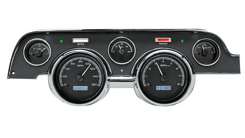 Dakota Digital VHX-67F-MUS-K-W Gauge Kit, VHX, Electric, Analog, Fuel Level/Oil Pressure/Speedometer/Tachometer/Water Temperature, Black Face, Ford Mustang 1967-68, Kit