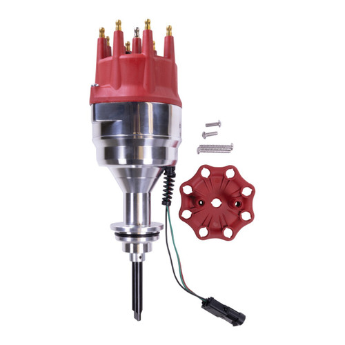 Edelbrock 3678 Distributor, Pro-Tuner, Hall Effect, Electronic Advance, HEI Style Terminal, Red, Mopar RB-Series, Each