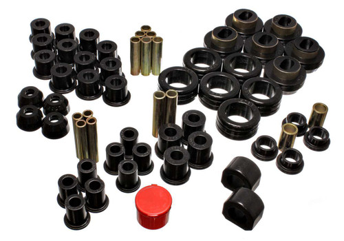 Energy Suspension 3.18102G Bushing Kit, Hyper-Flex System, Body Mount/Suspension Bushings, Boots, Polyurethane, Black, GM Fullsize Truck 1981-87, Kit