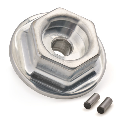 Jones Racing Products EC-6111-WC-Nx1/2 Mandrel End Cap, 1/2 in. ID, Dual Dowel Pin, Aluminum, Clear Anodized, Each