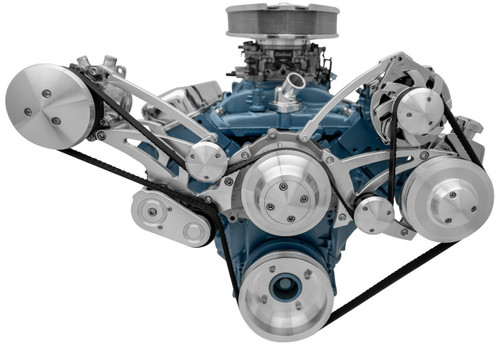 March Performance 13120 Pulley Kit, Ultra, 6-Rib Serpentine, Aluminum, Clear Powder Coat, Pontiac V8, Kit
