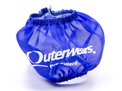 Outerwears 10-1018-02 Breather Wrap, Pre Filter, Round, 3 in. Diameter, 2.5 in. Tall, Outerwears Logo, Polyester, Blue, Shielded Breathers, Each