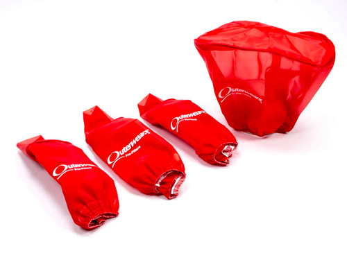 Outerwears 10-1195-03 Breather Wrap, Pre Filter, 3 in. OD, 2.5 in. Tall, Polyester, Red, Set of 4