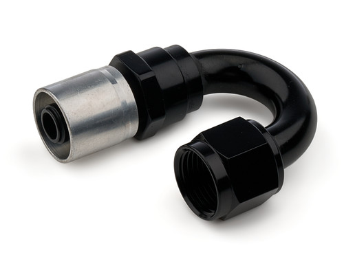 Redhorse Performance 1928696 Fitting, Hose End, 7180 Series, 180 Degree, 8 AN Hose to 8 AN Female, Aluminum, Black/Clear Anodized, Each