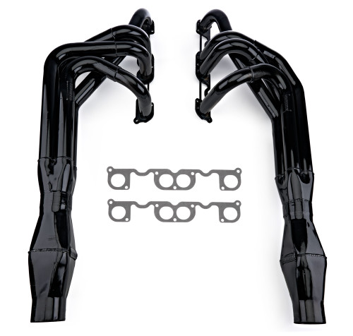 Schoenfeld 1055LVAP-78 Headers, Sprint, Full, 1.875 to 2 in. Primary, 3.5 in. Collector, Gaskets/Hardware/Muffler Included, Steel, Black Paint, All Pro Heads, Small Block Chevy, Pair