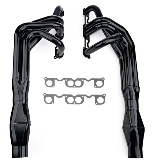 Schoenfeld 1056LAP-78 Headers, Full, 2 in. Primary, 3.5 in. Collector, Gaskets/Hardware/Muffler Included, Steel, Black Paint, All Pro Heads, Small Block Chevy, Pair