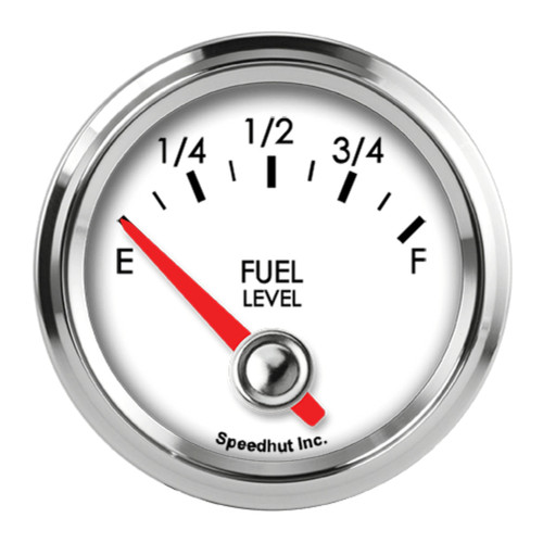 Speedhut Gauges L2-FL2-LEG Fuel Level Gauge, Legacy, Electric, Analog, Short Sweep, 2-1/16 in. Diameter, Chrome Bezel, Black Face, Each