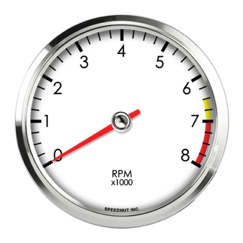 Speedhut Gauges L4-TC3-LEG Tachometer, 8000 RPM, Electric, Analog, 4 in. Diameter, Dash Mount, White Face, Each