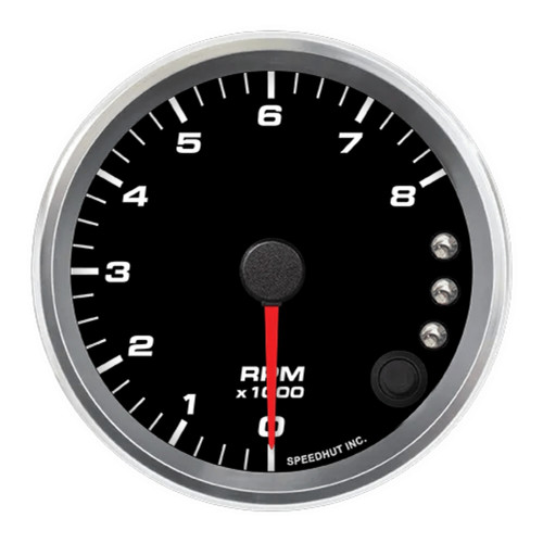 Speedhut Gauges R3-TC3-REV Tachometer, Revolution, 8000 RPM, Electric, Analog, 3-3/8 in. Diameter, Dash Mount, Black Face, Each