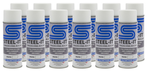 Steel-It CASE1030D Paint, Stainless Steel in. a Can, Urethane, Weldable, Non-Corrosive, White, 12 oz Aerosol, Set of 12