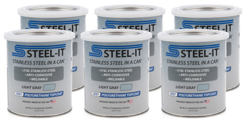 Steel-It CASE1051Q Paint, Stainless Steel in. a Can, Urethane, Weldable, Non-Corrosive, Light Gray, 1 qt Can, Set of 6