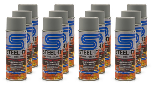 Steel-It CASE5904B Paint, Stainless Steel in. a Can, Silicone, High Temperature, Anti-Corrosive, Gray, 12 oz Aerosol, Set of 12