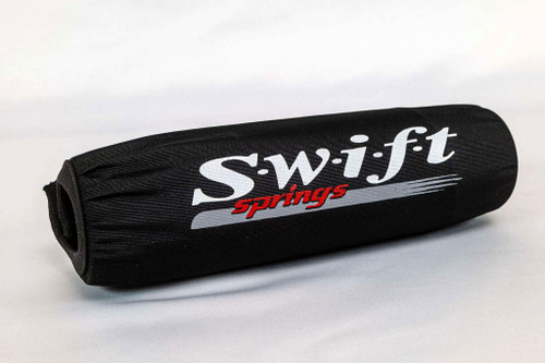 Swift Springs SSB250-140 Shock Cover, 14 in. Long, 2.5 in. ID Coil-Over, Elastic Ends, Hood and Loop Closure, Nylon, Black, Swift Shocks, Pair