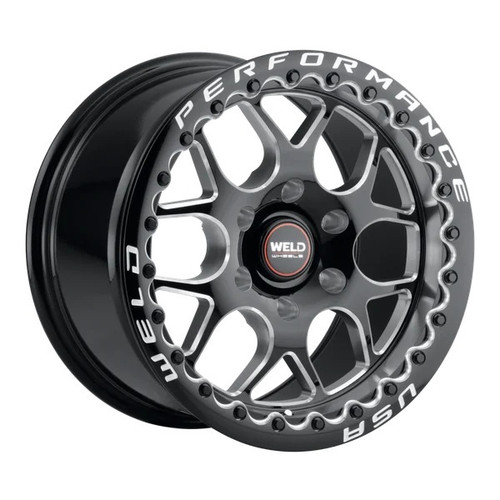 Weld Racing S91070089P42 Wheel, Solana Beadlock, 17 x 10 in, 7.150 in. Backspace, 6 x 135 mm Bolt Pattern, Beadlock, Aluminum, Black Paint/Machined Center, Black Paint Lip, Each