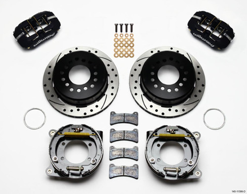 Wilwood 140-11399-D Brake System, Dynapro Low-Profile, Rear, 4 Piston Caliper, 11 in. Drilled/Slotted Rotor, Offset, Aluminum, Black Powder Coat, GM F-Body 1993-97, Kit