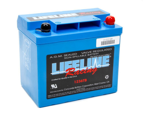 Lifeline LL-1236TB 12V Race Battery, 385 Cranking Amps, AGM, Threaded Top Post, Each