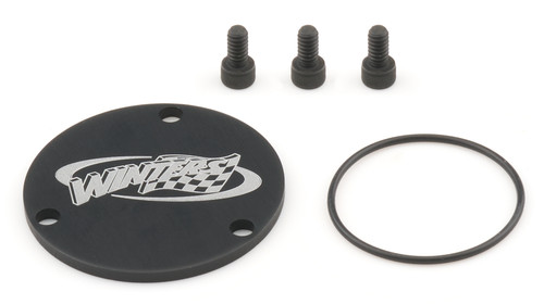 Winters 4310 Drive Flange Dust Cover, 3-Bolt, O-Ring, 5/16-18 x 5/8 in. Long Bolts, Aluminum, Black Anodized, 5 On 5 Hubs, Kit