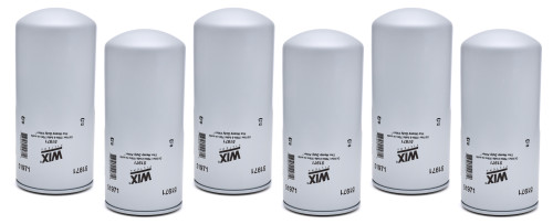 Wix Racing Filters 51971 Oil Filter, Canister, Screw-On, 10.345 in. Tall, 1-5/8-12 in. Thread, Steel, White Paint, Various Applications, Set of 6