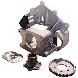 Winters 62843 w/8251-62446 Bellhousing, 6-1/4 in. Deep Housing, Idler Gear, 63 Tooth Ring Gear, Crank Coupler, HTD Gear, Shims, Aluminum, Natural, Falcon Transmission, Chevy, Kit