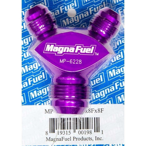 MagnaFuel MP-6228 Y Block, -12 AN Male to Dual -8 AN-Male, Aluminum, Purple