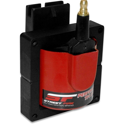 MSD 5527 Ford TFI Street Fire Ingnition Coil, E-Core, Red/Black, Male HEI, Square, Each