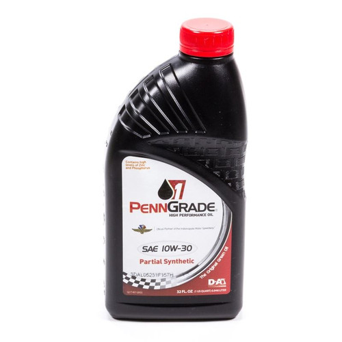 Penngrade Oil 71506 10W30 Motor Oil, Semi-Synthetic, High Zinc, 1 Qt.