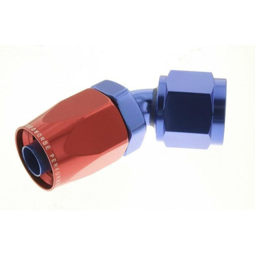 Redhorse 6045-12-1 -12 AN 45 Degree Hose End, Female, Aluminum, Red/Blue