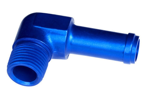 Redhorse Performance 842-06-04-1 Fitting, Adapter, 842 Series, 90 Degree, 3/8 in Hose Barb to 1/4 in NPT Male, Aluminum, Blue Anodized, Each
