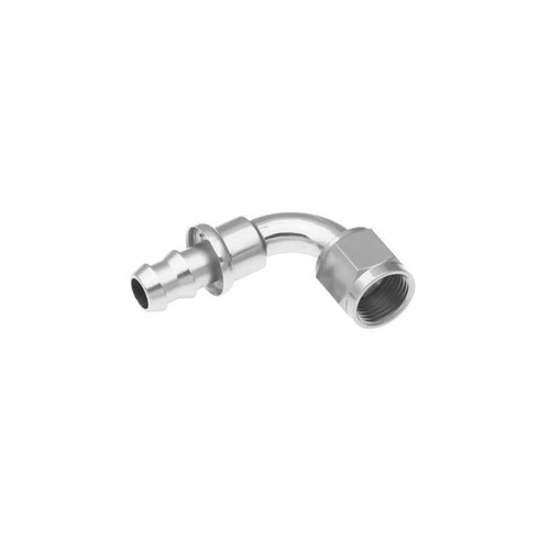 Redhorse 2090-08-5 Hose Barb Fitting, -8  AN Female to Push Lock, 90 Degree, Clear